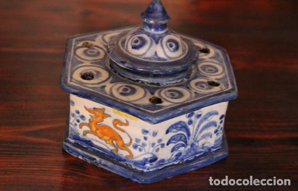 Antig&uuml;edades: Tintero Talavera s XVIII - Foto 1