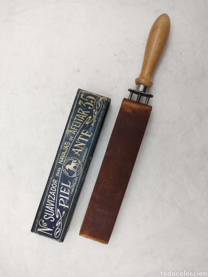 antiguo cuero afilador para navajas barbero - Compra venta en todocoleccion