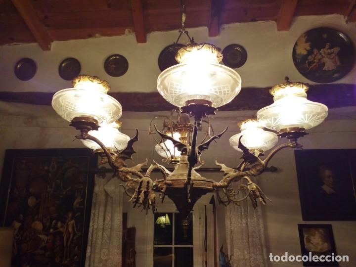 rosetón lampara de techo dragones - Buy Other antique lamps and lighting on  todocoleccion