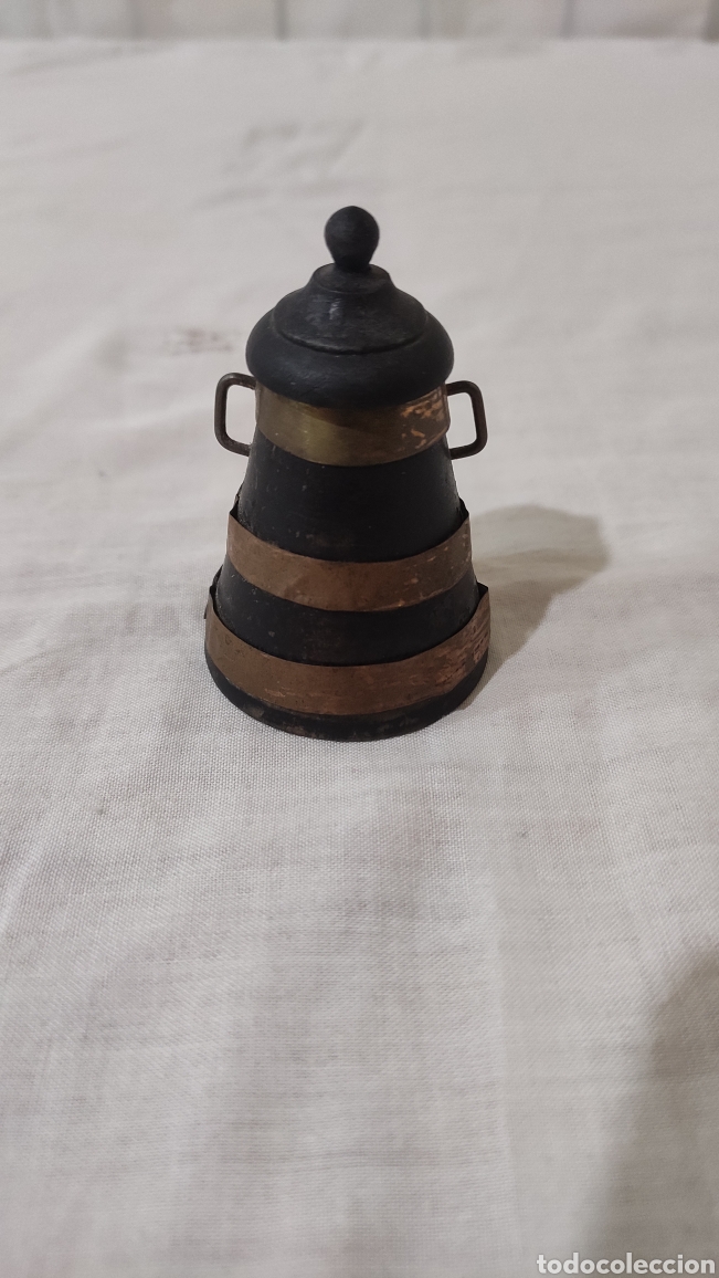 Antig&uuml;edades: Sella,recipiente.madera y cobre.miniatura - Foto 3
