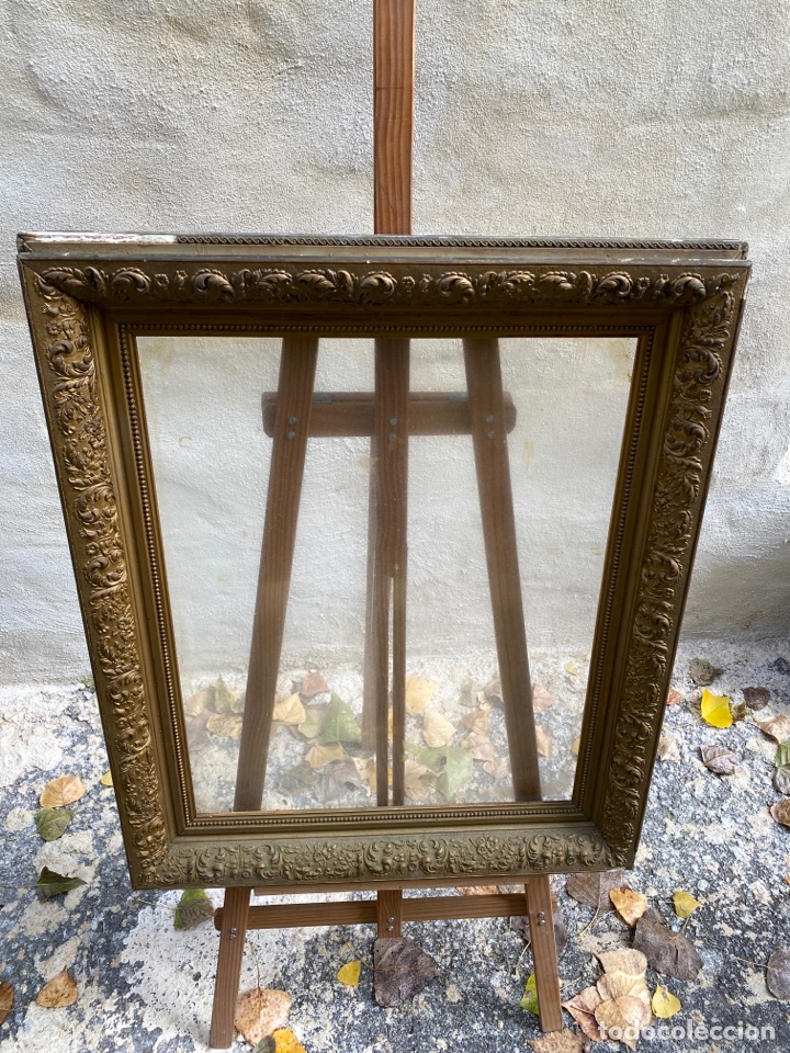 Antig&uuml;edades: Marco dorado madera siglo XIX - Foto 2