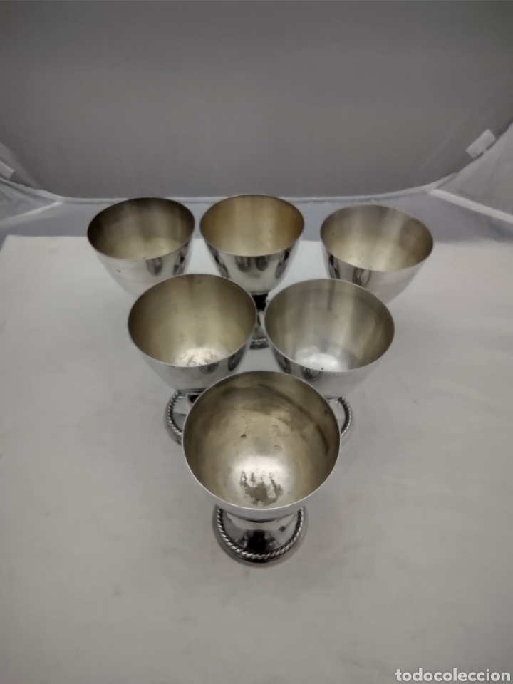 Antig&uuml;edades: Conjunto de 6 copas de cava de metal a&ntilde;os 40 - Foto 6