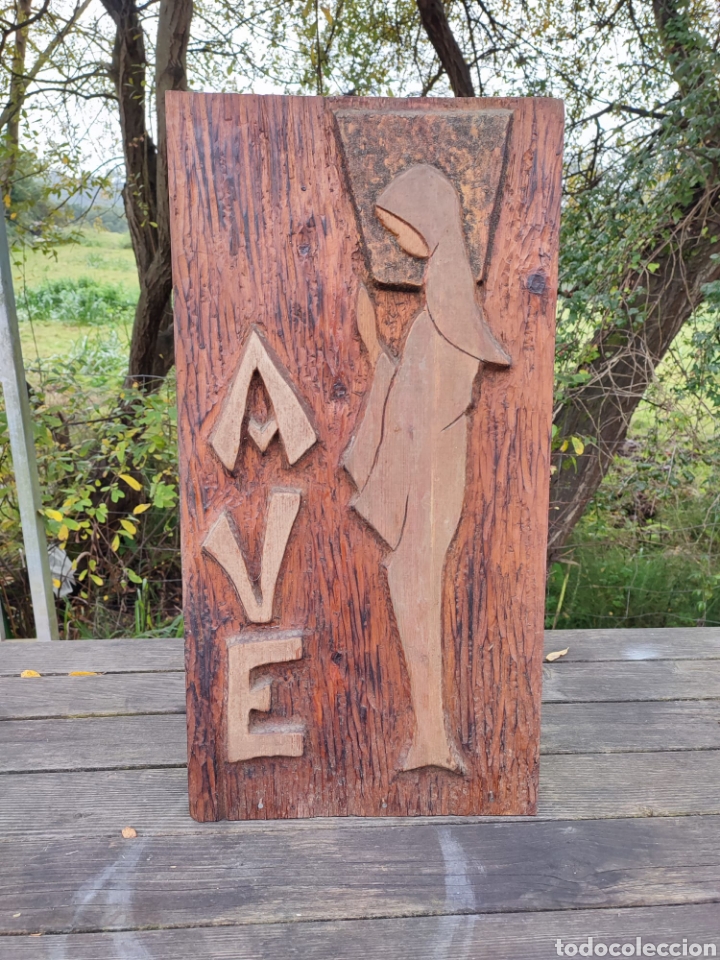Antig&uuml;edades: TABLA TALLADA IMAGEN VIRGEN MARIA. - Foto 1