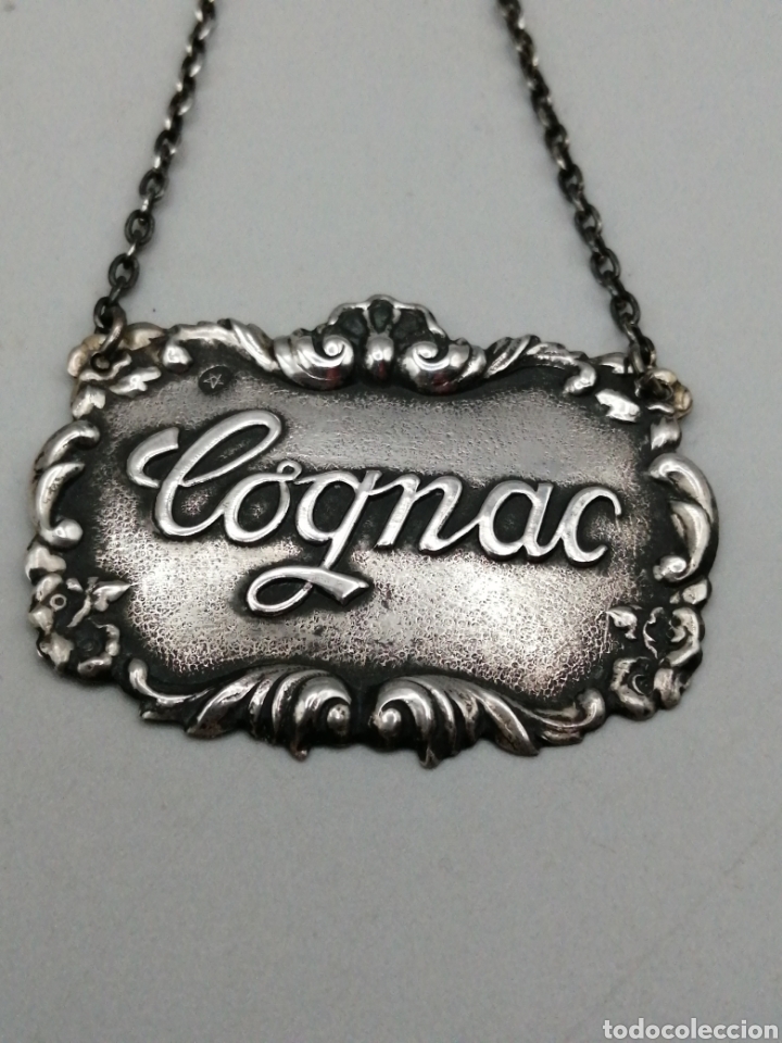 Antig&uuml;edades: Cognac. Placa publicitaria plata de ley - Foto 2