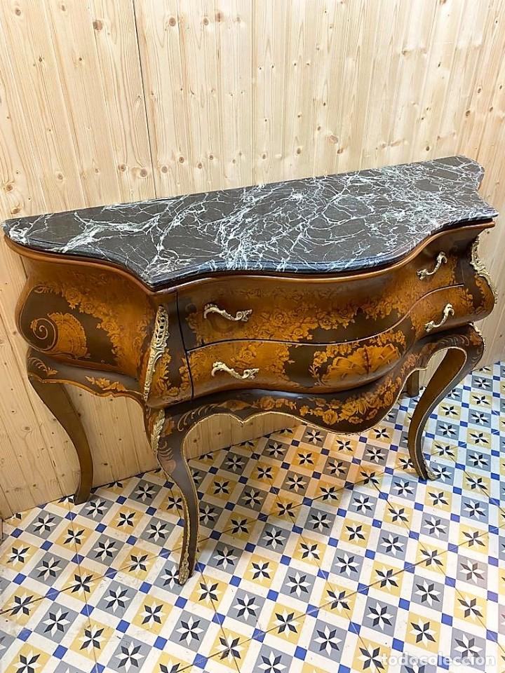 Antig&uuml;edades: COMODA ESTILO LUIS XV ABOMBADA CON MARQUETERIA - Foto 10