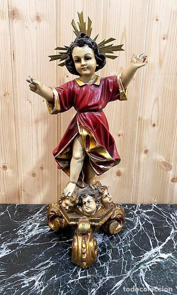 Antig&uuml;edades: NI&Ntilde;O EN PASTA MADERA CON SELLO - Foto 1