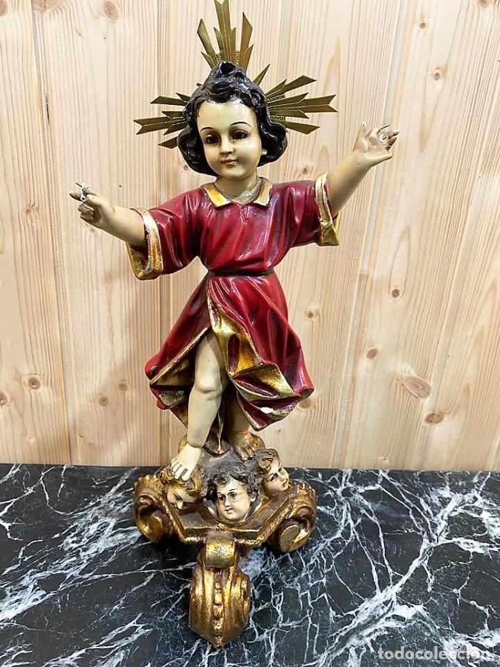 Antig&uuml;edades: NI&Ntilde;O EN PASTA MADERA CON SELLO - Foto 2