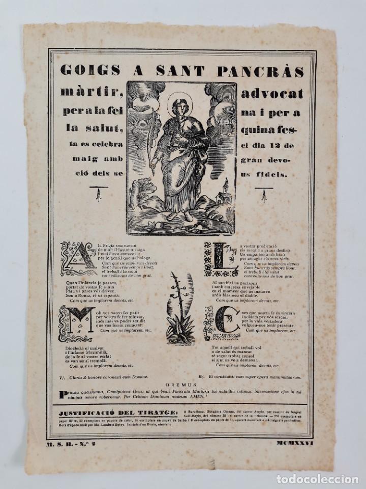 Antig&uuml;edades: GOIGS DE SANT PANCRAS, 1926. - Foto 1
