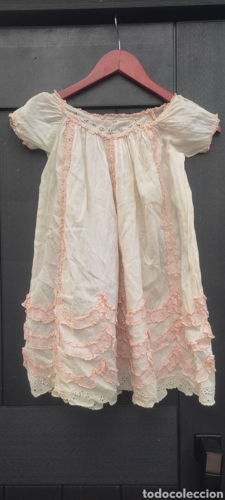 Antigüedades: Antiguo vestido camisón cosido a mano - Foto 2 - 300502453