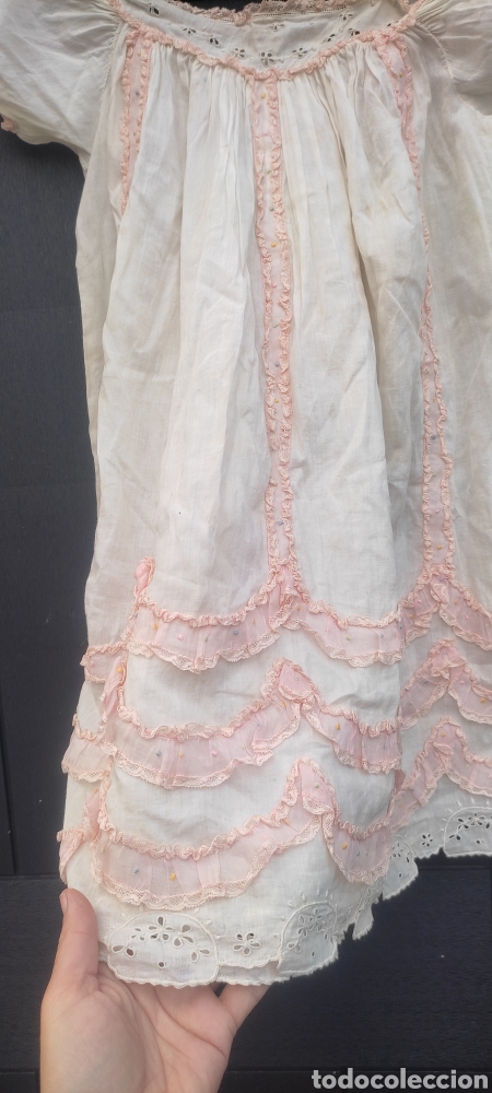 Antigüedades: Antiguo vestido camisón cosido a mano - Foto 3 - 300502453