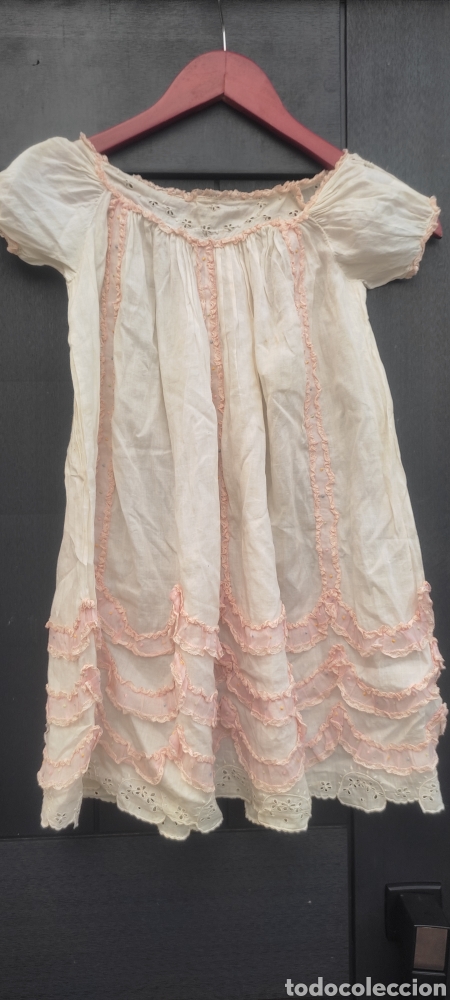 Antigüedades: Antiguo vestido camisón cosido a mano - Foto 4 - 300502453