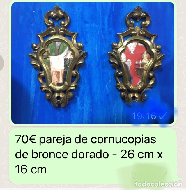 Antig&uuml;edades: Pareja cornucopias bronce dorado - Foto 8