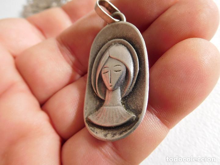 Antig&uuml;edades: Medalla de plata religiosa virgen - Foto 2
