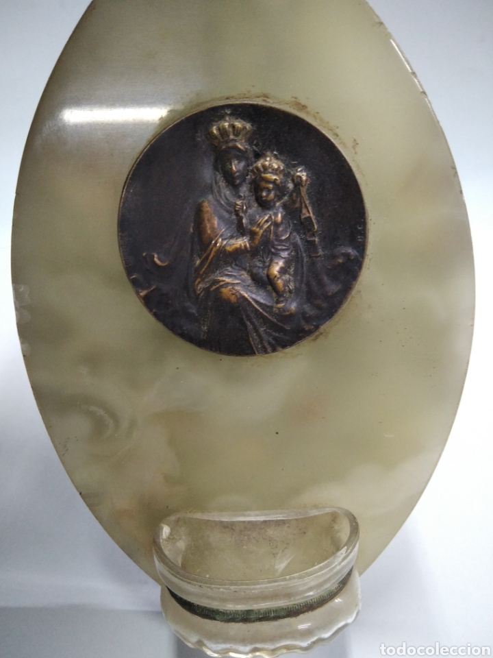 Antig&uuml;edades: Virgen bronce medalla colgar pared - Foto 2