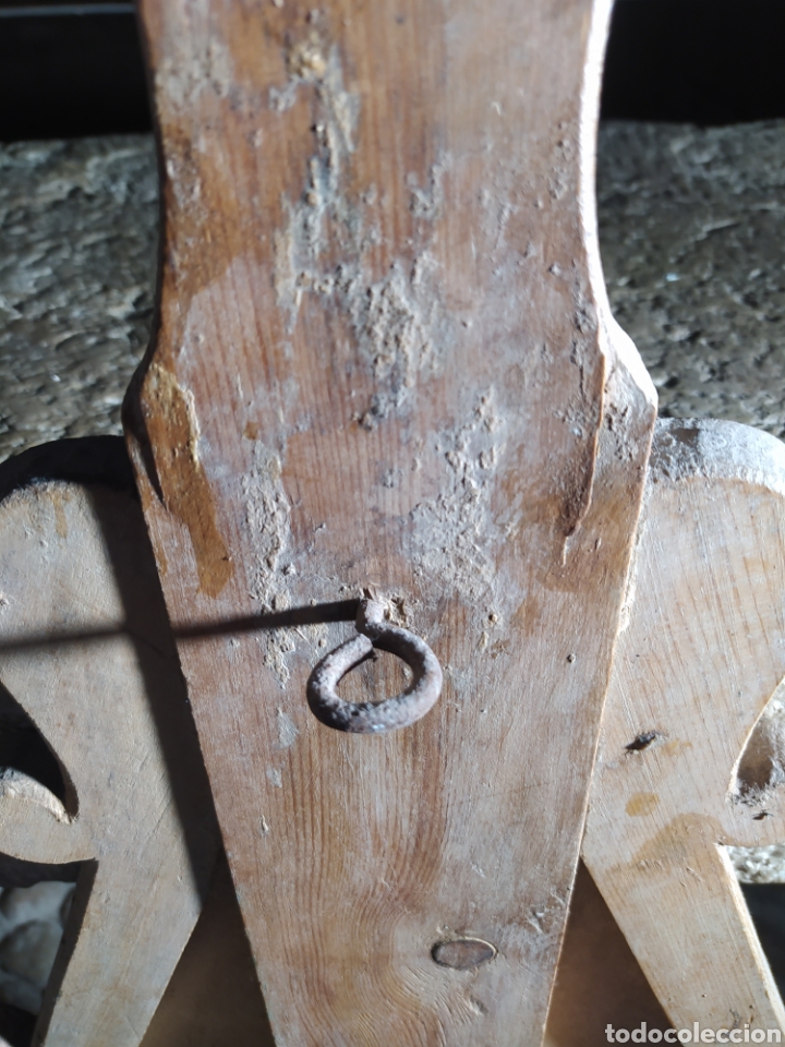 Antig&uuml;edades: Cruz de madera y lienzo pintado antigua - Foto 6