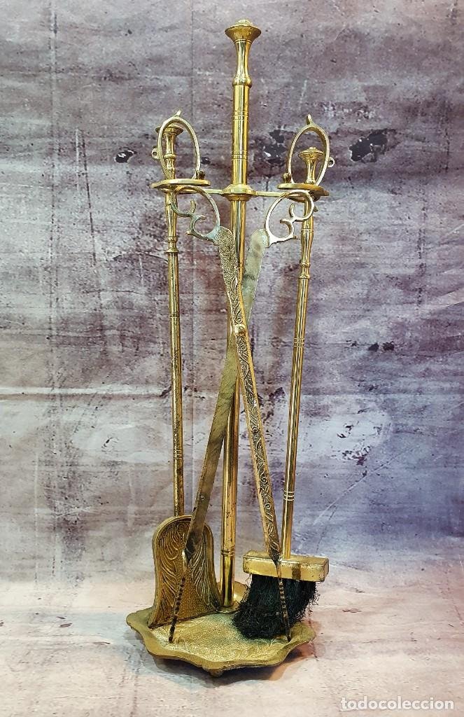 juego de utensilios chimenea de bronce - Buy Other antique objects on  todocoleccion