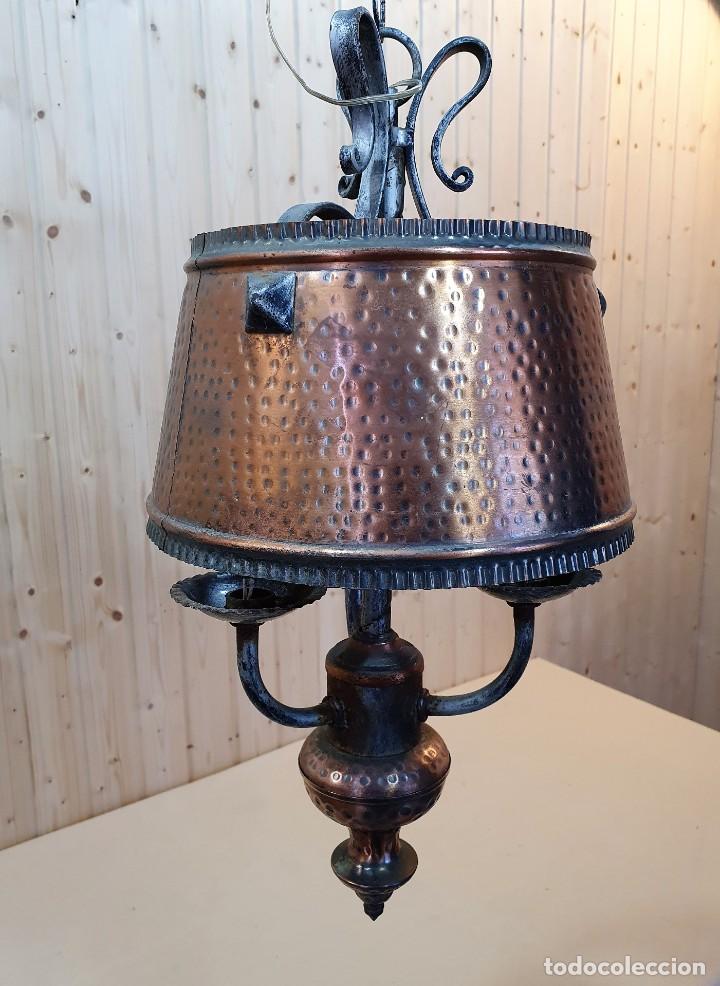 Antig&uuml;edades: LAMPARA DE COBRE Y FORJA - Foto 1