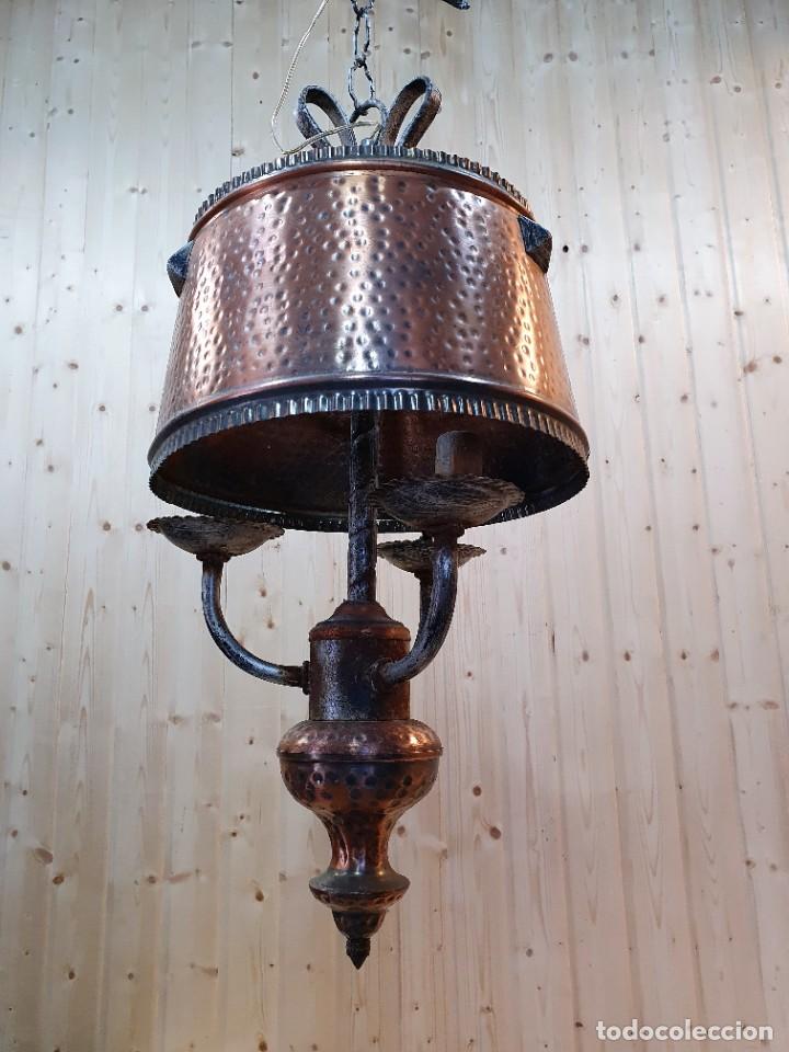 Antig&uuml;edades: LAMPARA DE COBRE Y FORJA - Foto 3