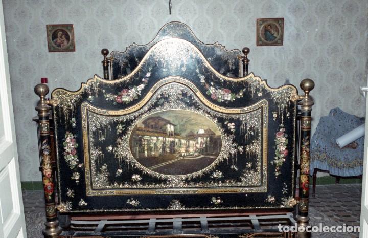 Antigüedades: Cama victoriana con incrustaciones de nácar tema Alhambra. - Foto 15 - 259050940