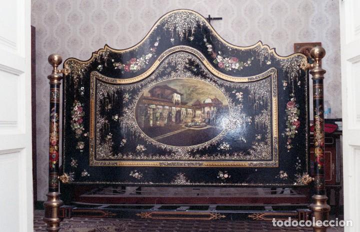 Antigüedades: Cama victoriana con incrustaciones de nácar tema Alhambra. - Foto 20 - 259050940