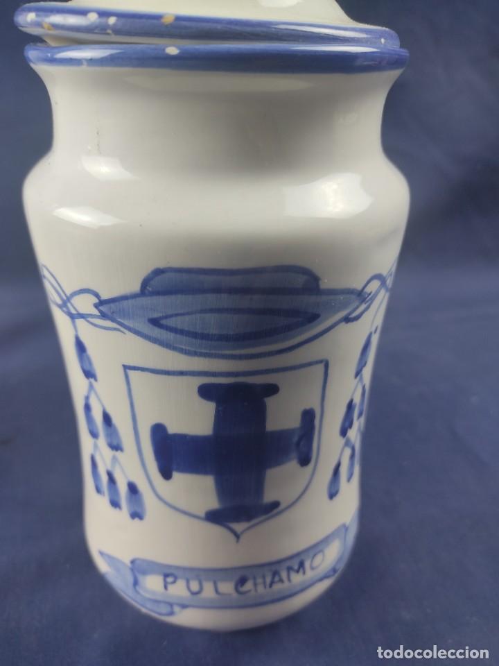 Antigüedades: pareja de albareros tarros de farmacia ceramica Alcora - Foto 7 - 301617488