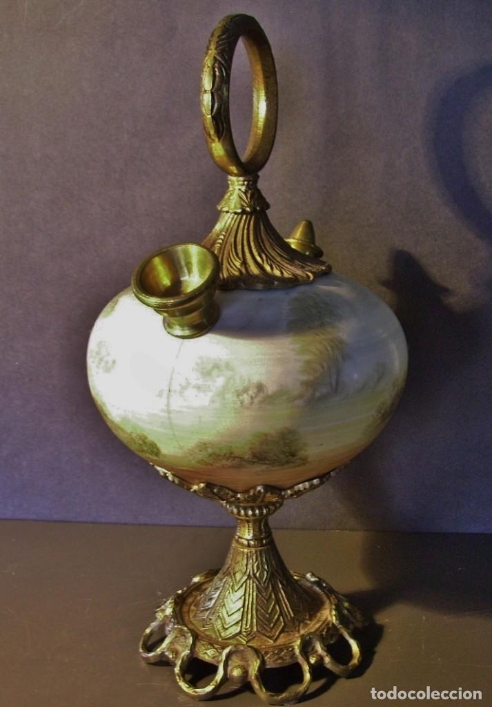 Antig&uuml;edades: ROTUNDO Y GRAN BOTIJO DE PORCELANA Y BRONCE - Foto 5