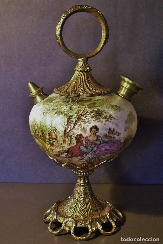 Antig&uuml;edades: ROTUNDO Y GRAN BOTIJO DE PORCELANA Y BRONCE - Foto 9