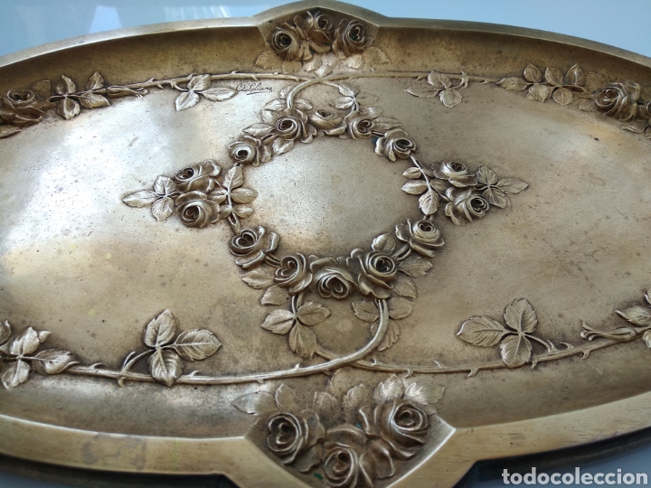 Antig&uuml;edades: Bandeja o centro de mesa en bronce dorado c.1900 - Foto 2