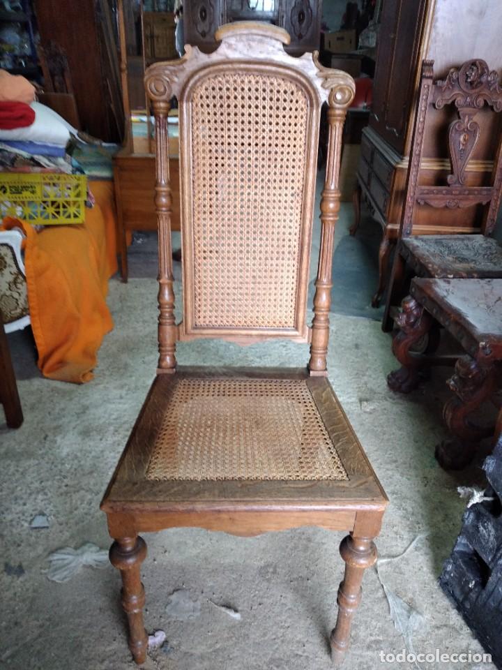 Antig&uuml;edades: Preciosa silla de roble y rat&aacute;n. - Foto 8