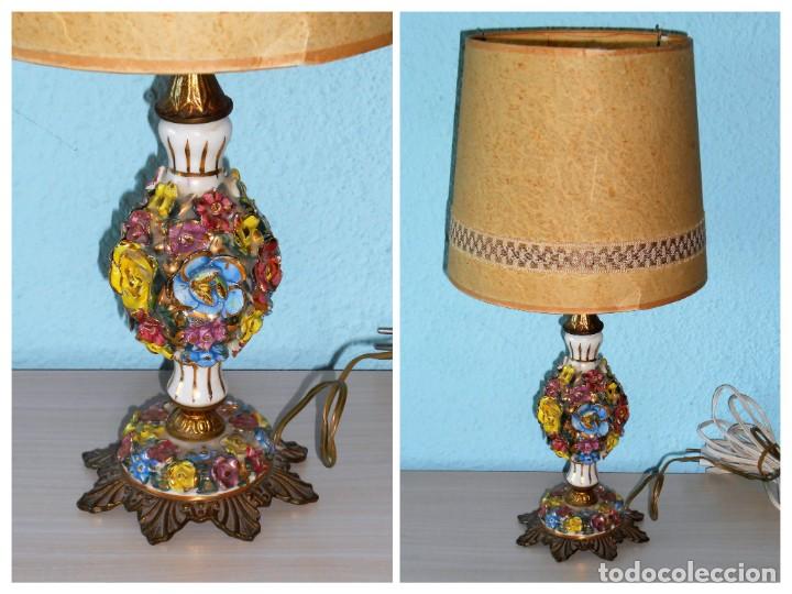 Antig&uuml;edades: Antigua L&aacute;mpara Porcelana Manises de Flores
