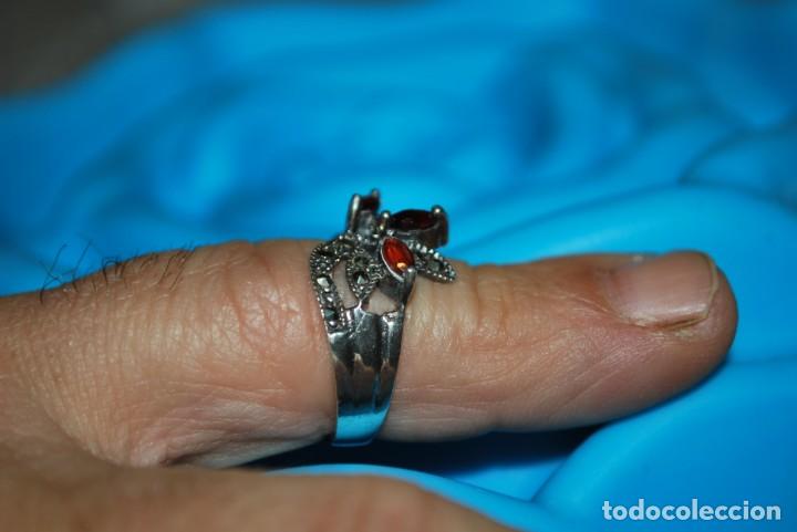 Antig&uuml;edades: Anillo de plata con granates y marquesitas - Foto 5
