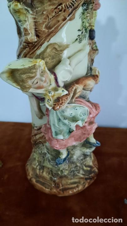 Antigüedades: jarron florero de siglo xix en ceramica tipo mayolica - Foto 4 - 301872453