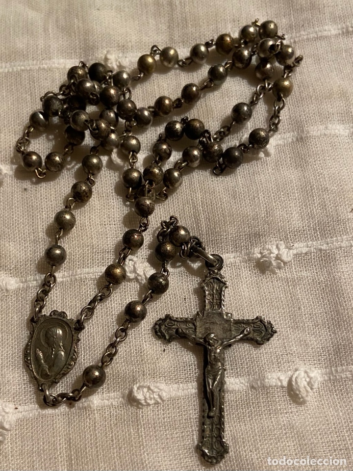 Antig&uuml;edades: C-8. Peque&ntilde;o rosario bolas plata. - Foto 3
