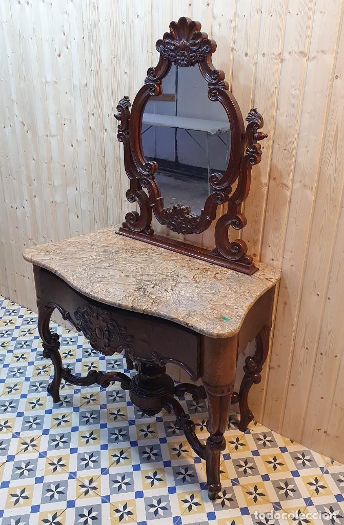 Antig&uuml;edades: TOCADOR CON ESPEJO ESTILO ISABELINO - Foto 2