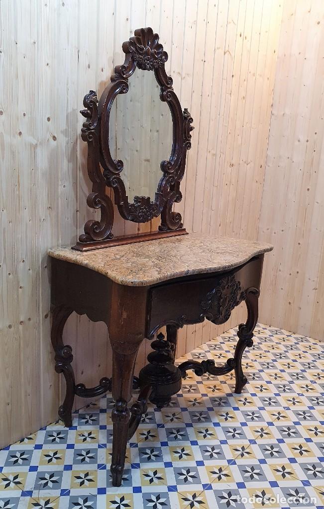 Antig&uuml;edades: TOCADOR CON ESPEJO ESTILO ISABELINO - Foto 4