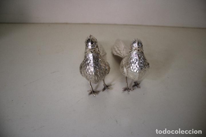 Antig&uuml;edades: pareja de faisanes en alpaca - Foto 2