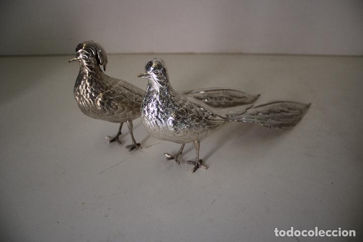 Antig&uuml;edades: pareja de faisanes en alpaca - Foto 4