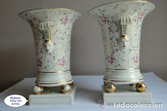 Antigüedades: Santa Clara-Vigo, pareja de jarrones decorados florales,ideal decoración - Foto 2 - 302458388