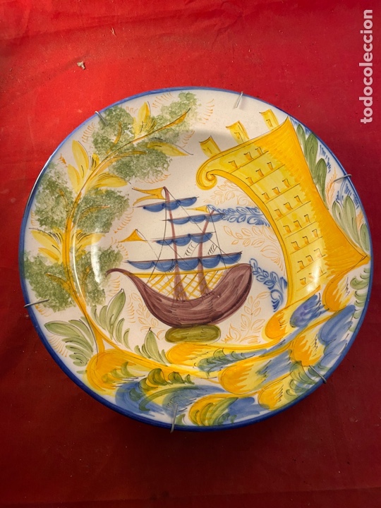 Antig&uuml;edades: GRAN PLATO COLGAR CER&Aacute;MICA BARCO - Foto 1