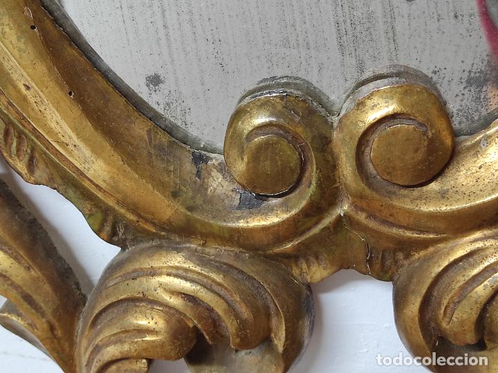 Antigüedades: Espejo Cornucopia - Precioso Marco - Talla de Madera Dorado en Pan de Oro -Ancho 60 cm, Altura 99 cm - Foto 3 - 302752778