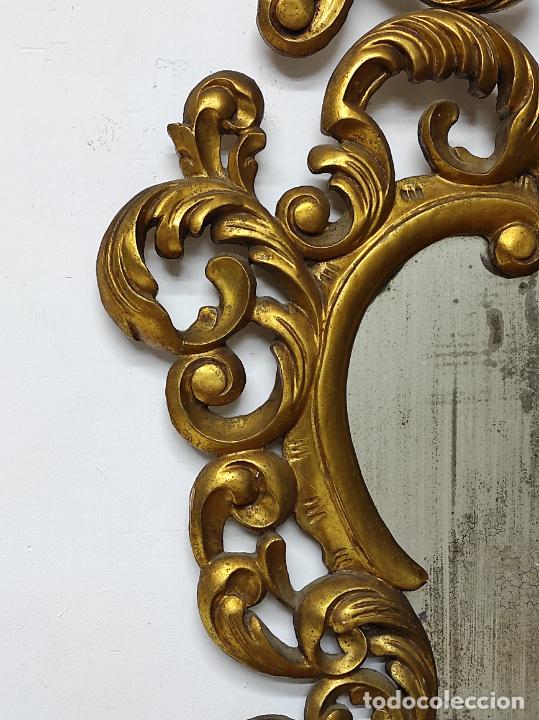 Antigüedades: Espejo Cornucopia - Precioso Marco - Talla de Madera Dorado en Pan de Oro -Ancho 60 cm, Altura 99 cm - Foto 7 - 302752778