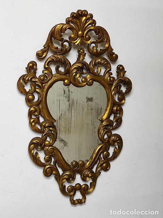 Antigüedades: Espejo Cornucopia - Precioso Marco - Talla de Madera Dorado en Pan de Oro -Ancho 60 cm, Altura 99 cm - Foto 8 - 302752778