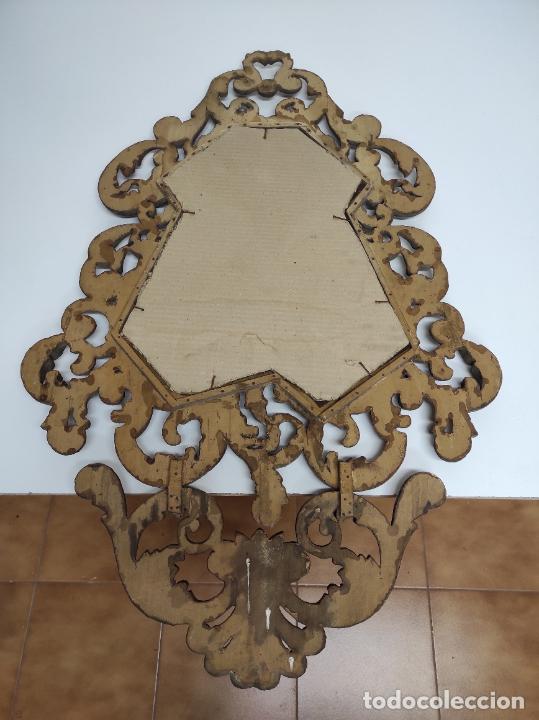 Antigüedades: Espejo Cornucopia - Precioso Marco - Talla de Madera Dorado en Pan de Oro -Ancho 60 cm, Altura 99 cm - Foto 9 - 302752778