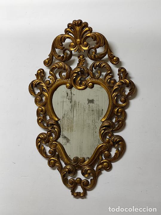 Antigüedades: Espejo Cornucopia - Precioso Marco - Talla de Madera Dorado en Pan de Oro -Ancho 60 cm, Altura 99 cm - Foto 11 - 302752778