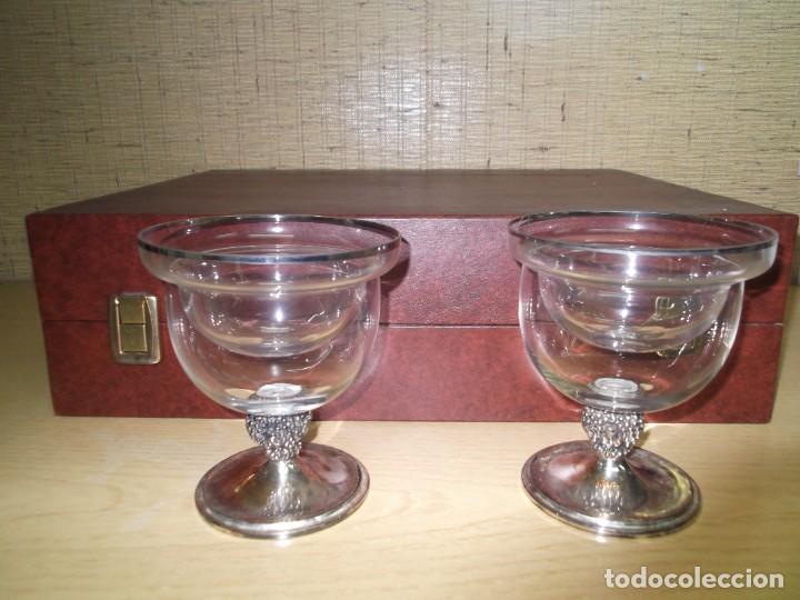 Antiguidades: Copas para coctel de gambas con base de plaque de plata.Farco vintage