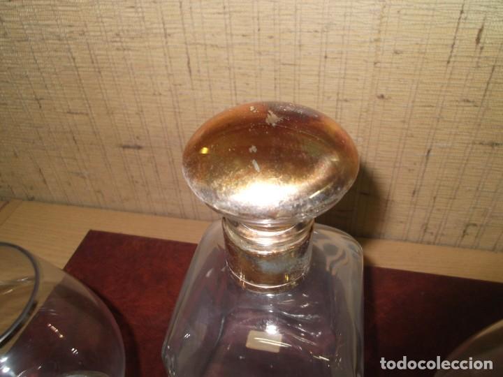 Antigüedades: Dos copas de cognac con botella de plaque de plata.Vintage - Foto 4 - 302849033