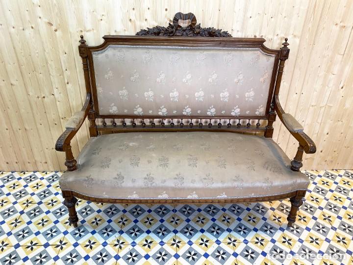 Antig&uuml;edades: SOFA DE ROBLE ESTILO ALFONSINO - Foto 2
