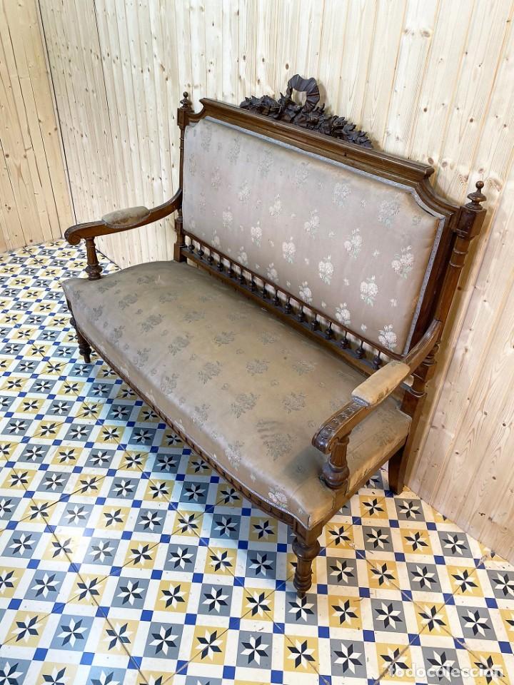 Antig&uuml;edades: SOFA DE ROBLE ESTILO ALFONSINO - Foto 3