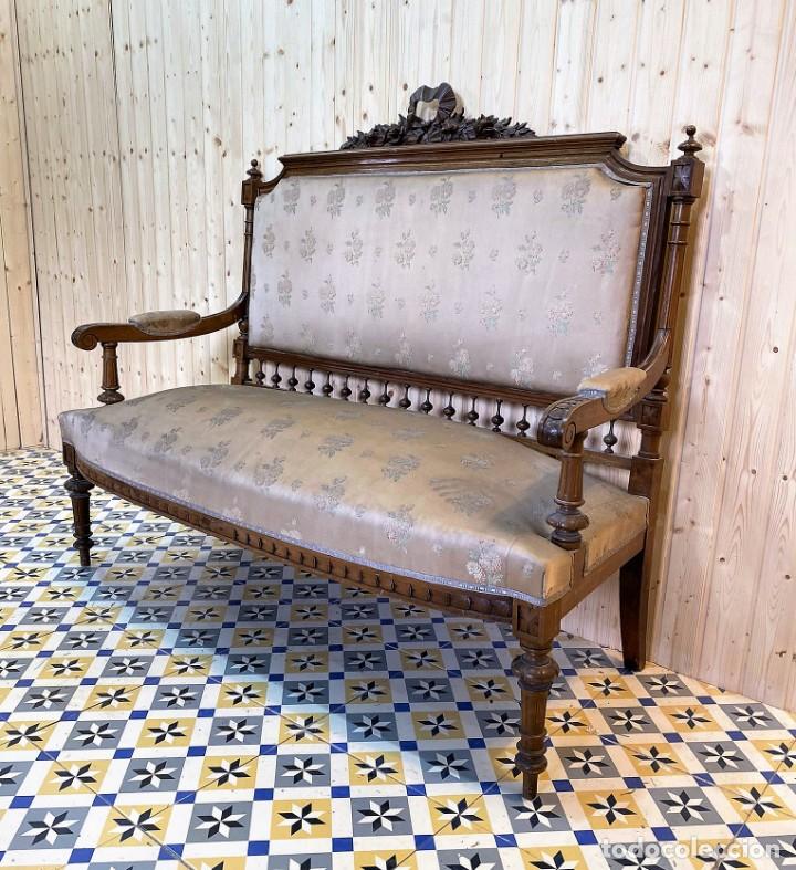 Antig&uuml;edades: SOFA DE ROBLE ESTILO ALFONSINO - Foto 4