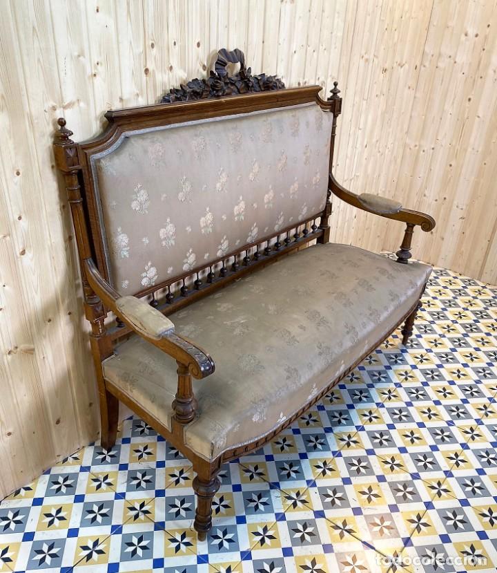 Antig&uuml;edades: SOFA DE ROBLE ESTILO ALFONSINO - Foto 5